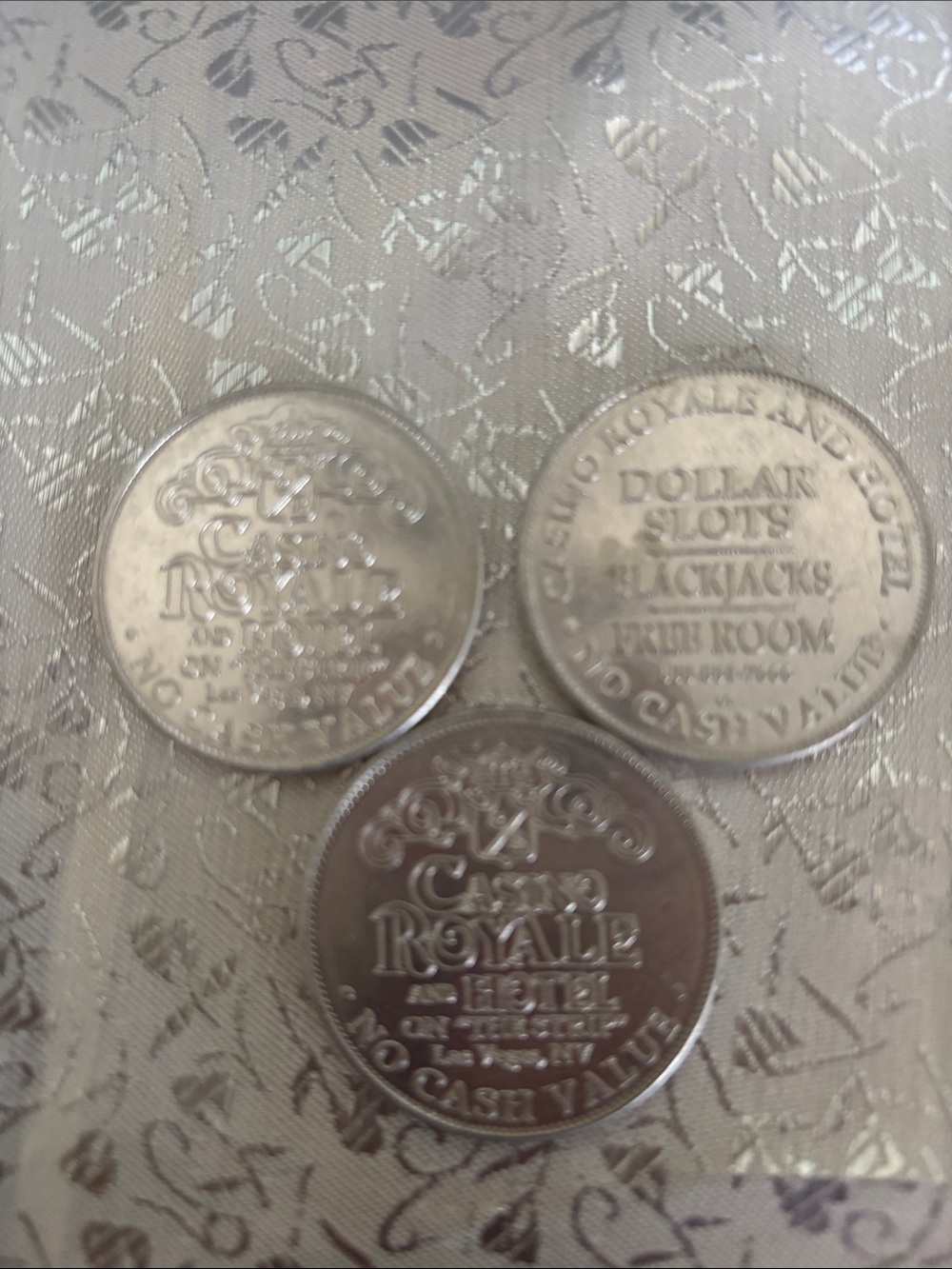 Casino Royale Silver-Color Commemorative Tokens - 3-Pack